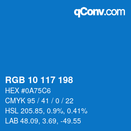 Color code: RGB 10 117 198 | qconv.com