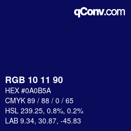 カラーコード: RGB 10 11 90 | qconv.com