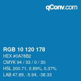 カラーコード: RGB 10 120 178 | qconv.com