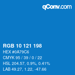 Color code: RGB 10 121 198 | qconv.com