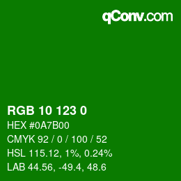 Color code: RGB 10 123 0 | qconv.com
