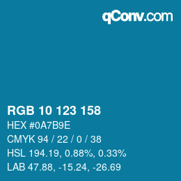 颜色代码: RGB 10 123 158 | qconv.com