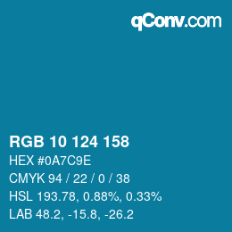 カラーコード: RGB 10 124 158 | qconv.com