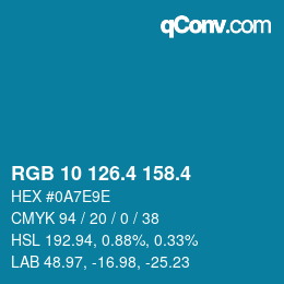 カラーコード: RGB 10 126.4 158.4 | qconv.com
