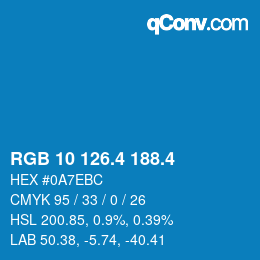 カラーコード: RGB 10 126.4 188.4 | qconv.com