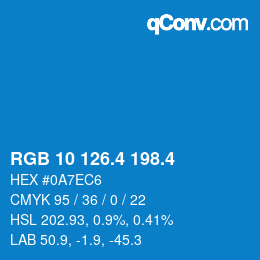 カラーコード: RGB 10 126.4 198.4 | qconv.com