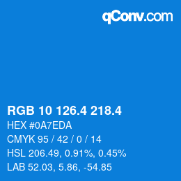 カラーコード: RGB 10 126.4 218.4 | qconv.com