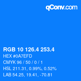 カラーコード: RGB 10 126.4 253.4 | qconv.com