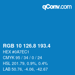 カラーコード: RGB 10 126.8 193.4 | qconv.com