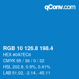 カラーコード: RGB 10 126.8 198.4 | qconv.com