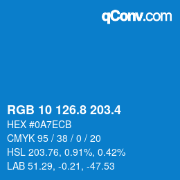 カラーコード: RGB 10 126.8 203.4 | qconv.com