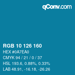 カラーコード: RGB 10 126 160 | qconv.com