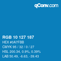 Color code: RGB 10 127 187 | qconv.com