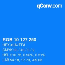 Color code: RGB 10 127 250 | qconv.com