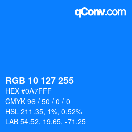 カラーコード: RGB 10 127 255 | qconv.com