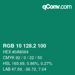 カラーコード: RGB 10 128.2 100 | qconv.com