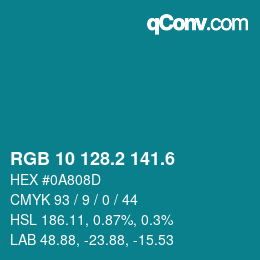 カラーコード: RGB 10 128.2 141.6 | qconv.com