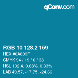 カラーコード: RGB 10 128.2 159 | qconv.com