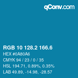 カラーコード: RGB 10 128.2 166.6 | qconv.com