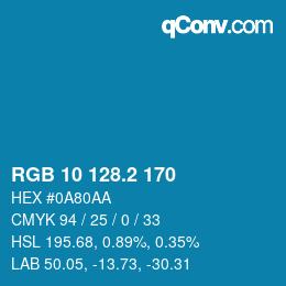 カラーコード: RGB 10 128.2 170 | qconv.com
