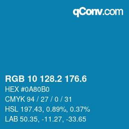 カラーコード: RGB 10 128.2 176.6 | qconv.com
