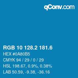 カラーコード: RGB 10 128.2 181.6 | qconv.com