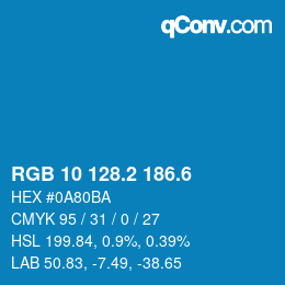 カラーコード: RGB 10 128.2 186.6 | qconv.com