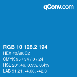 カラーコード: RGB 10 128.2 194 | qconv.com