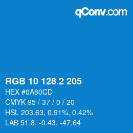 カラーコード: RGB 10 128.2 205 | qconv.com