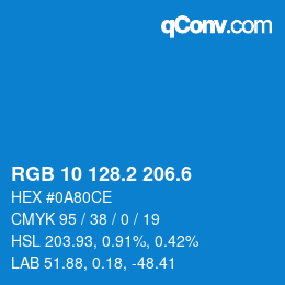 カラーコード: RGB 10 128.2 206.6 | qconv.com