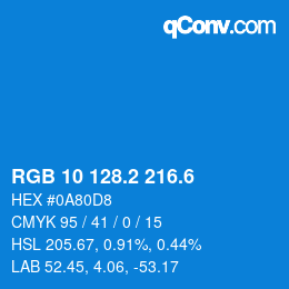 カラーコード: RGB 10 128.2 216.6 | qconv.com