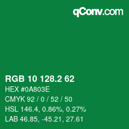 カラーコード: RGB 10 128.2 62 | qconv.com