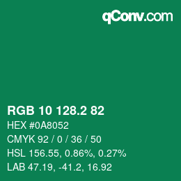 カラーコード: RGB 10 128.2 82 | qconv.com