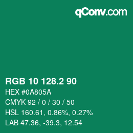 カラーコード: RGB 10 128.2 90 | qconv.com