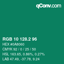 カラーコード: RGB 10 128.2 96 | qconv.com