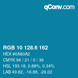 カラーコード: RGB 10 128.6 162 | qconv.com