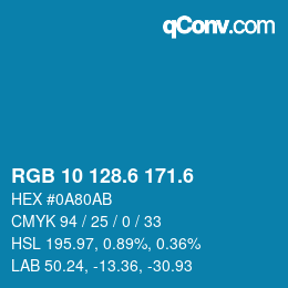 カラーコード: RGB 10 128.6 171.6 | qconv.com