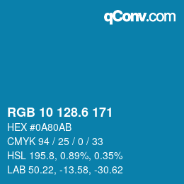 カラーコード: RGB 10 128.6 171 | qconv.com
