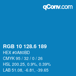 カラーコード: RGB 10 128.6 189 | qconv.com