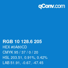 カラーコード: RGB 10 128.6 205 | qconv.com