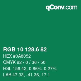 カラーコード: RGB 10 128.6 82 | qconv.com