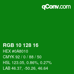 颜色代码: RGB 10 128 16 | qconv.com