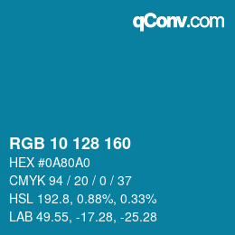 颜色代码: RGB 10 128 160 | qconv.com