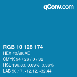 颜色代码: RGB 10 128 174 | qconv.com