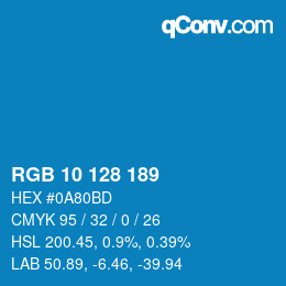 颜色代码: RGB 10 128 189 | qconv.com