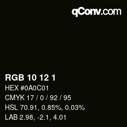 颜色代码: RGB 10 12 1 | qconv.com