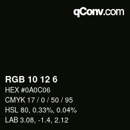 Farbcode: RGB 10 12 6 | qconv.com