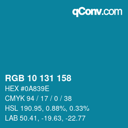 カラーコード: RGB 10 131 158 | qconv.com