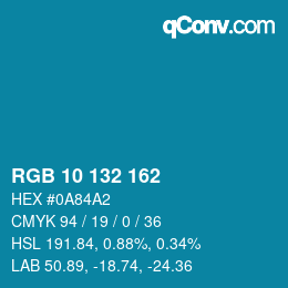Color code: RGB 10 132 162 | qconv.com