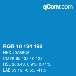 Color code: RGB 10 134 198 | qconv.com